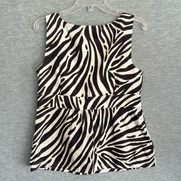Ann Taylor Y2K Baby Doll Zebra Print Top Womens 10 Sleeveless Contrast Bow NWT - Picture 5 of 11